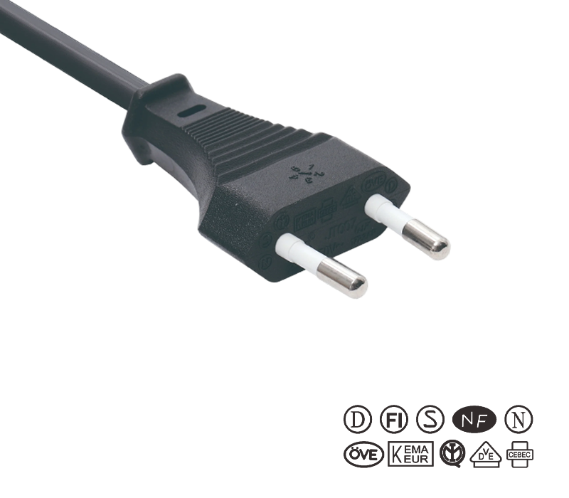 JT007/FY001 2.5A 250V Plugue de dois pinos padrão europeu