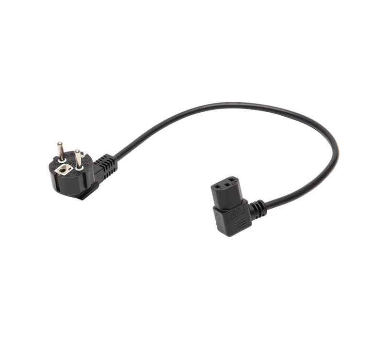 JT008/FY003 + ST3W 16A 250V Padrão Europeu Plugue de cotovelo de três pinos de 90 graus com conector IEC C13 de 90 graus