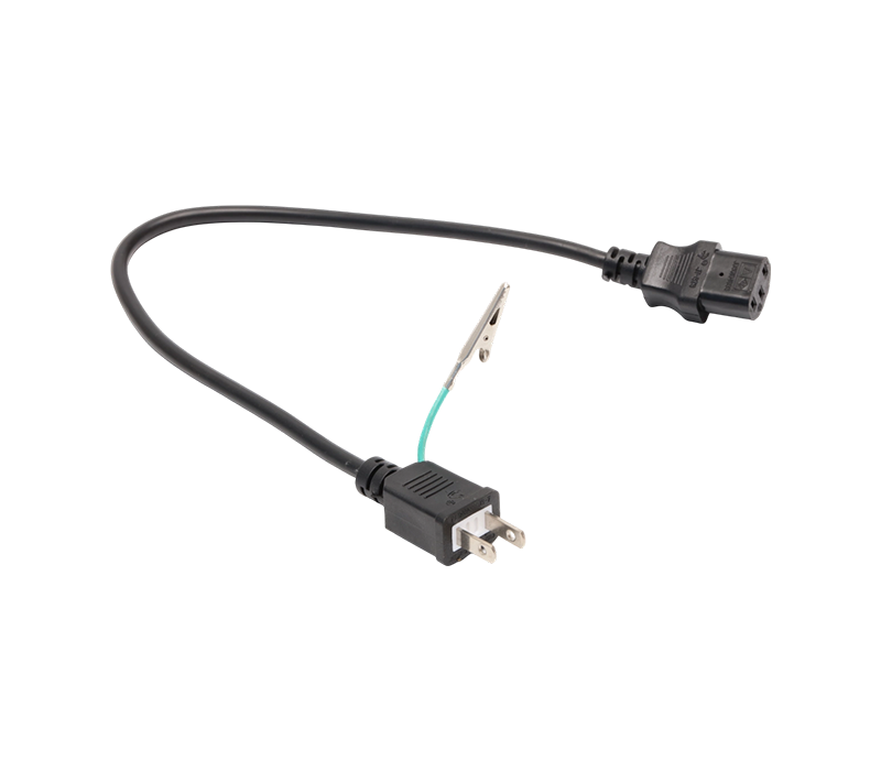 Plugue japonês J3-7/12/15+JT-ST3 15A 125V com clipe jacaré e conector IEC C13