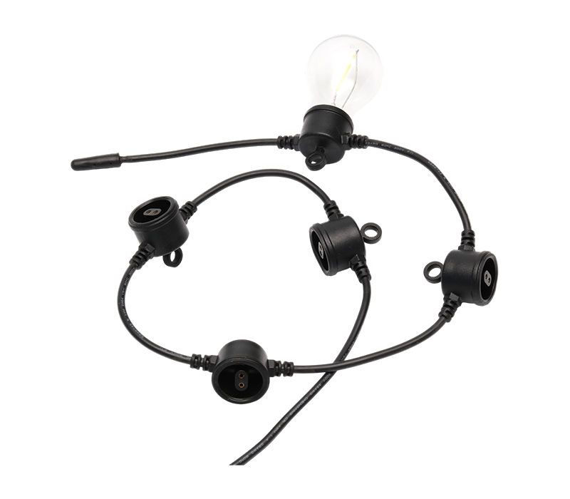 G40 E12, 25 lâmpadas, padrão Euro 220V, luzes de corda amarelas quentes para decoração de jardim interno/externo
