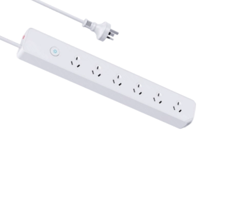 Faixa de energia estilo australiano AU04 com seis tomadas, com interruptor