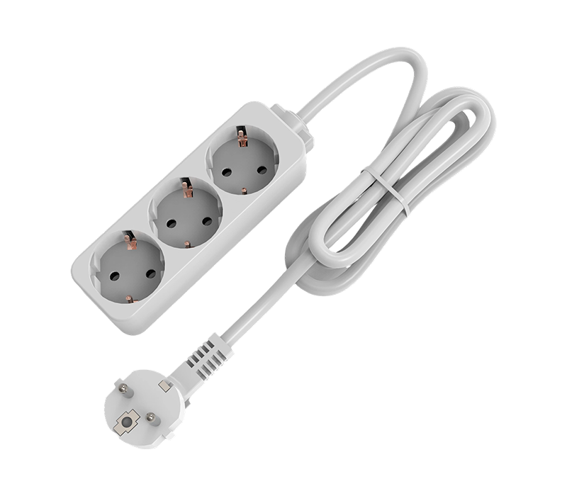 E09-3 Power Strip de estilo europeu com três tomadas