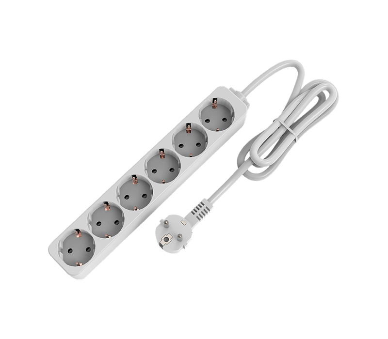 E09-6 Power Strip de estilo europeu com seis tomadas